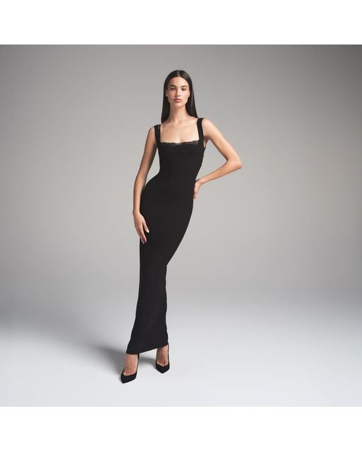 Skims Long Dress With Bralette in Black | Lyst