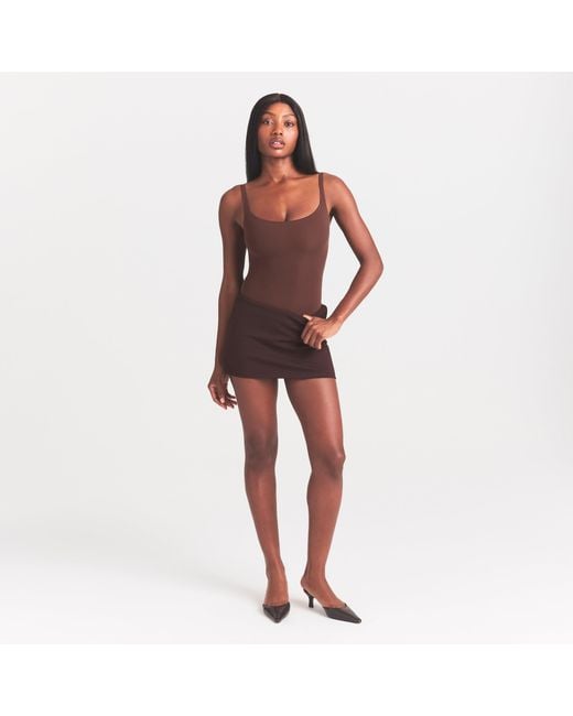 Skims Brown Square Neck Bodysuit