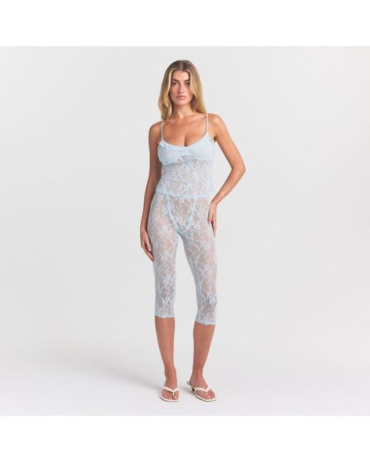 Skims Blue Ruffle Cami Top