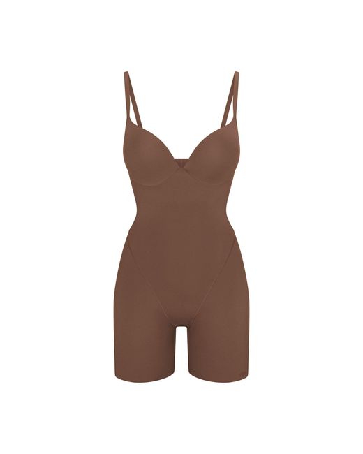 Skims Brown Push-Up Butt Enhancing Padded Mid Thigh Bodysuit