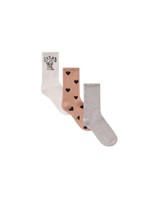 Skims White Ribbed Crew Sock