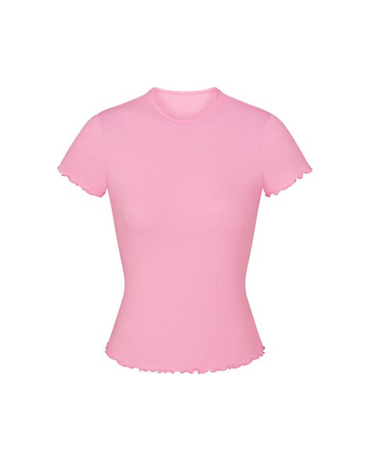 Skims T-shirt W. Ruffle Edge in Pink