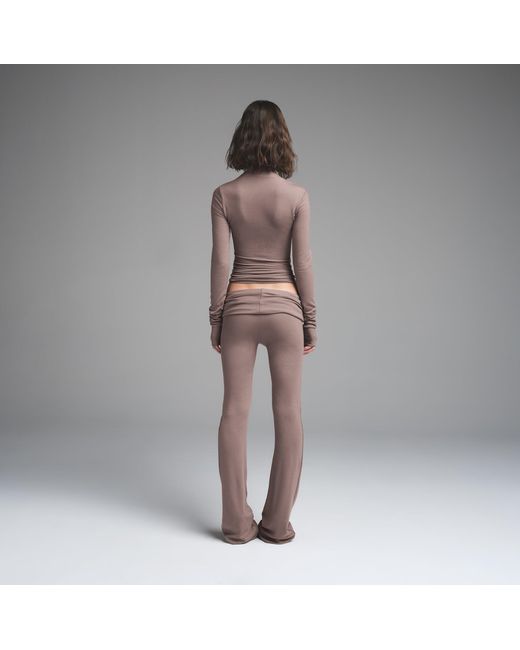 Skims Brown Asymmetric Long Sleeve Top