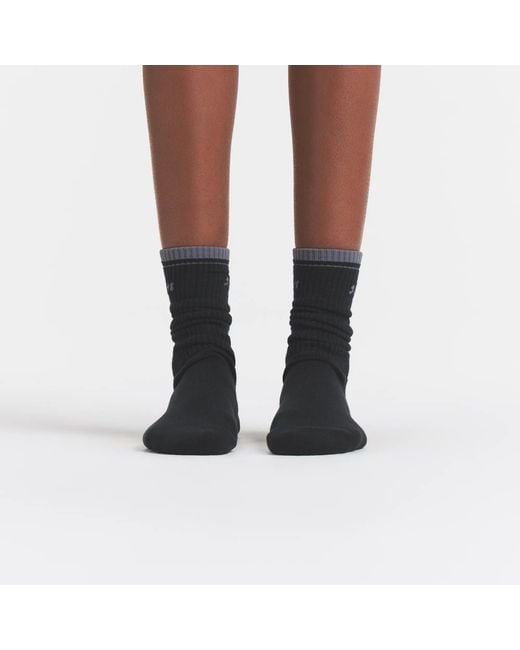 Skims Black Ribbed Crew Logo Socks