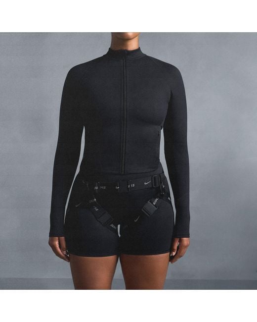 Skims Blue Mock Neck Full Zip Jacket