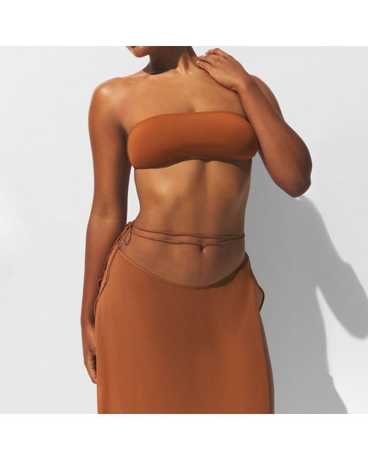 Skims Brown Tie Side Midi Skirt