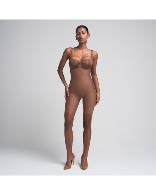 Skims Brown Butt Enhancing Open Bust Padded Bodysuit