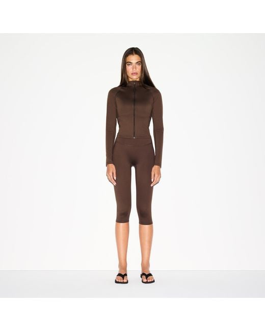 Skims Brown Mock Neck Full Zip Jacket