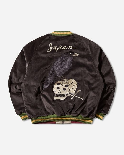 Kapital Black Men S Velveteen Souvenir Jacket (raven And Skull) for men