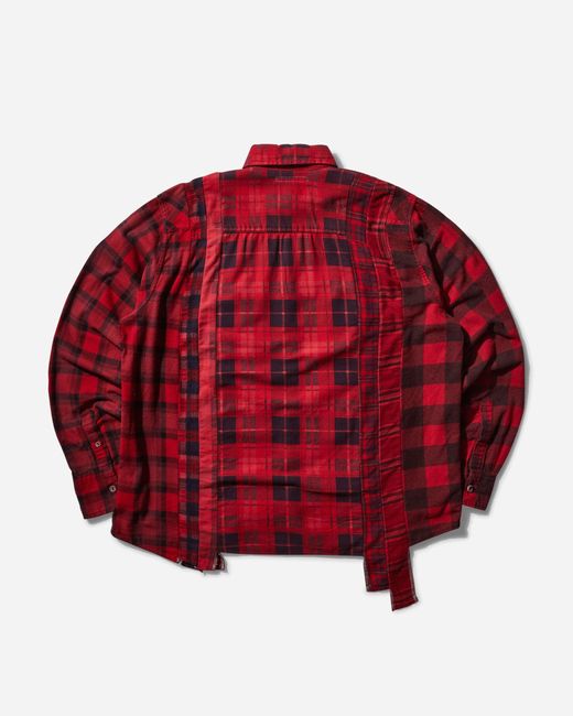 Needles Red 7 Cuts Flannel Shirt Over Dye for men