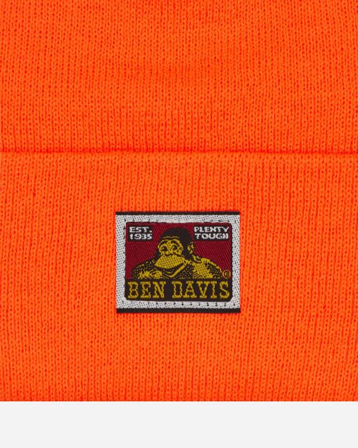 Ben Davis Work Clothes Orange Logo Beanie for men