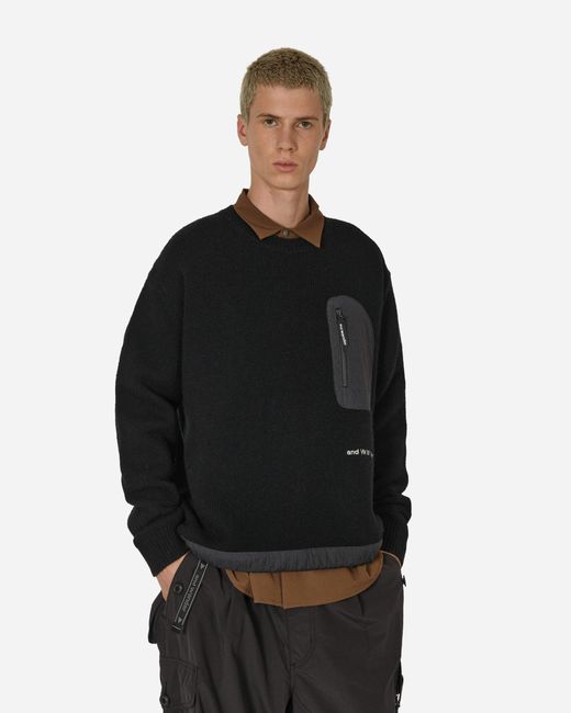 And Wander Black Shetland Wool Sweater for men