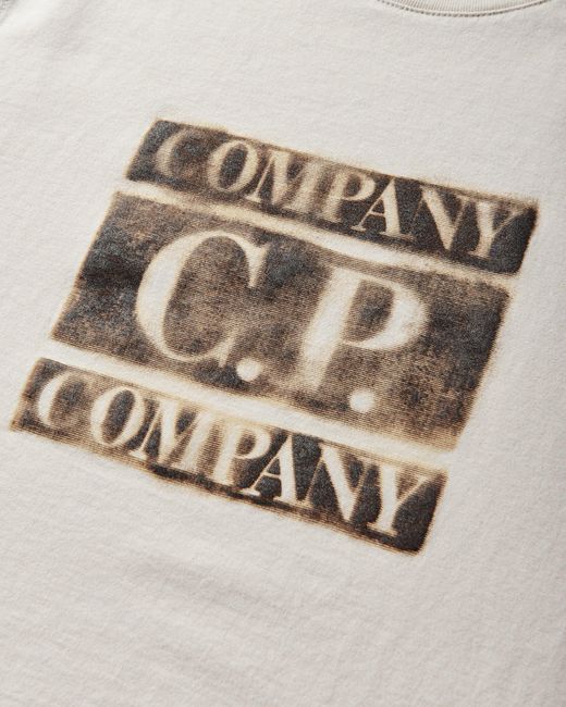 C P Company Natural Men S 30/1 Jersey Graphic T-shirt Frozen Dew for men