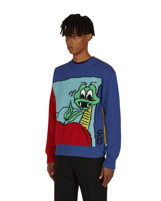 Off-White c/o Virgil Abloh Snake Chuncky Crewneck Sweater in Blue for Men |  Lyst