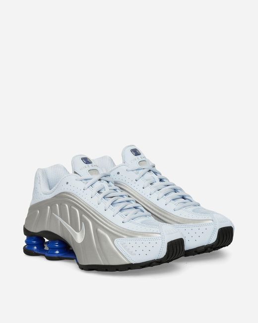 Nike White Women S Shox R4 Sneakers Blue Tint / Metallic Silver