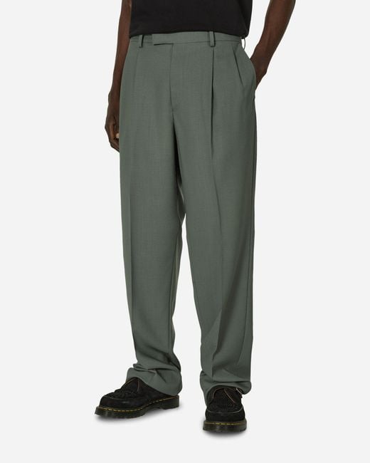 Wacko Maria Dormeuil Double Pleated Trousers in Green for Wacko Maria Dormeuil Double Pleated Trousers in Green for