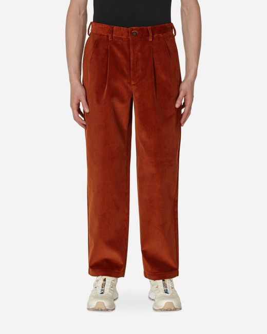 Noah NYC Red Double-pleat Corduroy Pants for men