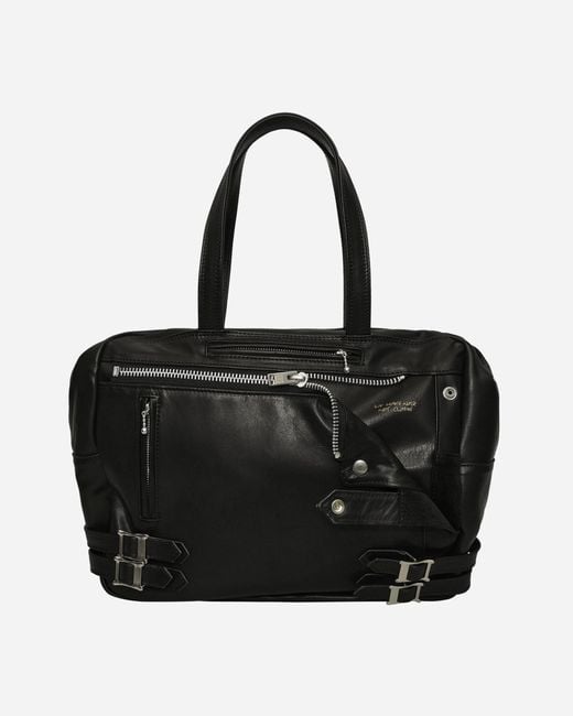 Undercover Black Basic Leather Riders Bag for men