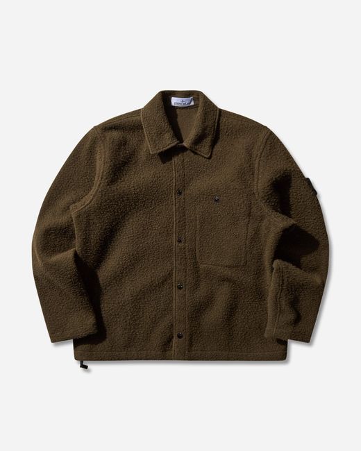 Stone Island Brown Men S Panno Ratinato Overshirt Military for men