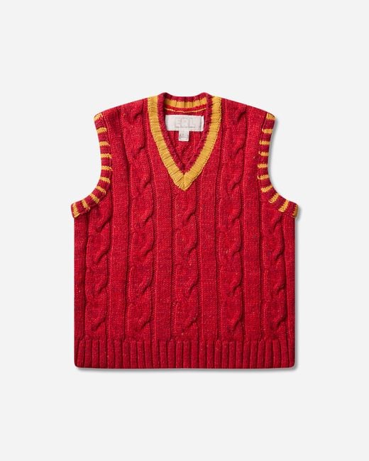 ERL Red Cable Knit Vest for men