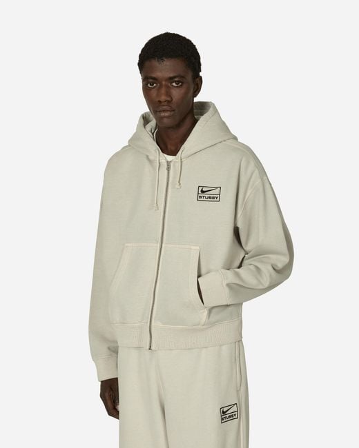 Nike Stussy Full Zip Fleece Hoodie Light Bone in White for Men Lyst UK