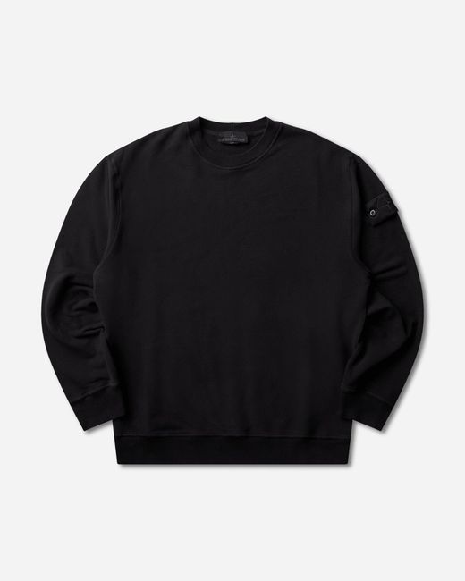 Stone Island Black Men S Ghost Stretch Cotton Fleece Crewneck Sweatshirt for men