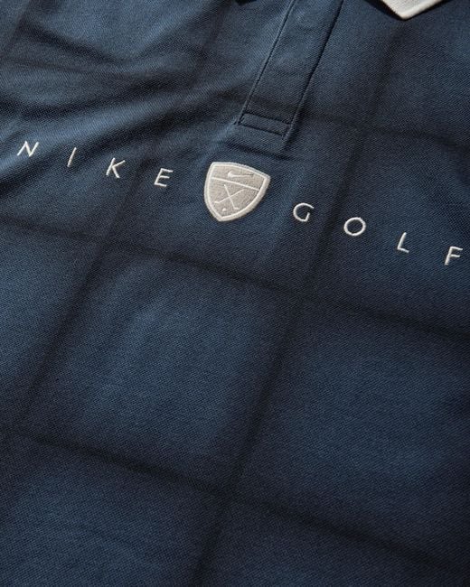 Nike Blue Men S Dri-fit Loose Longsleeve Golf Polo Midnight Navy / Sail for men
