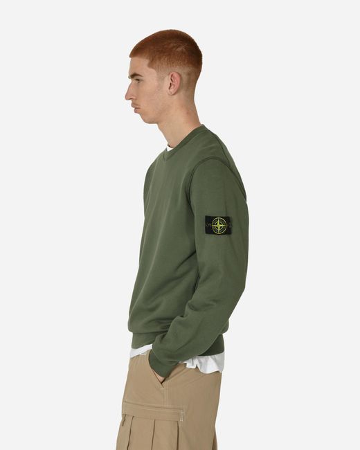 Stone Island Green Garment Dyed Crewneck Sweatshirt Musk for men