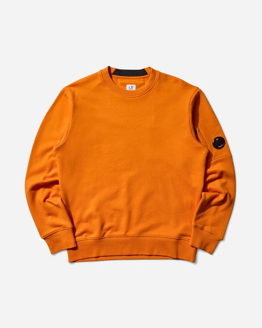 C P Company Orange Men S Diagonal Raised Fleece Crewneck Sweatshirt Russet for men