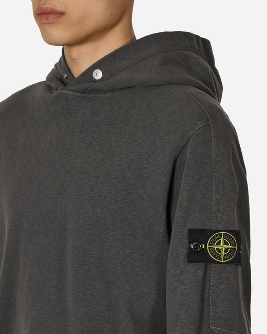 Stone Island Black 'old' Treatment Hooded Sweatshirt Charcoal for men