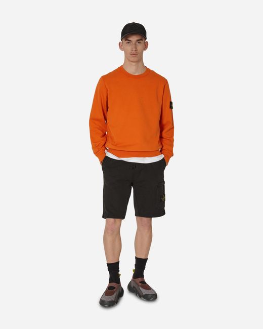 Stone Island Orange Garment Dyed Crewneck Sweatshirt for men