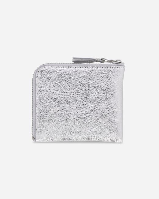 Comme des Garçons White Silver Line Zip Around Wallet Silver for men