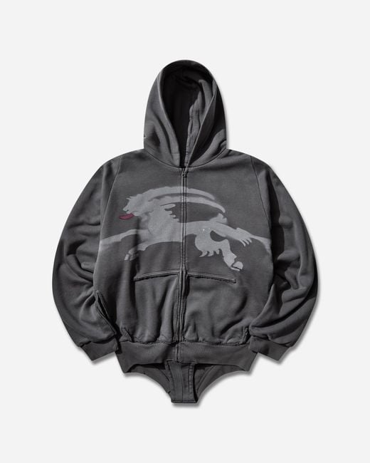 PROTOTYPES Gray Sprayed Goat Hoodie Romper