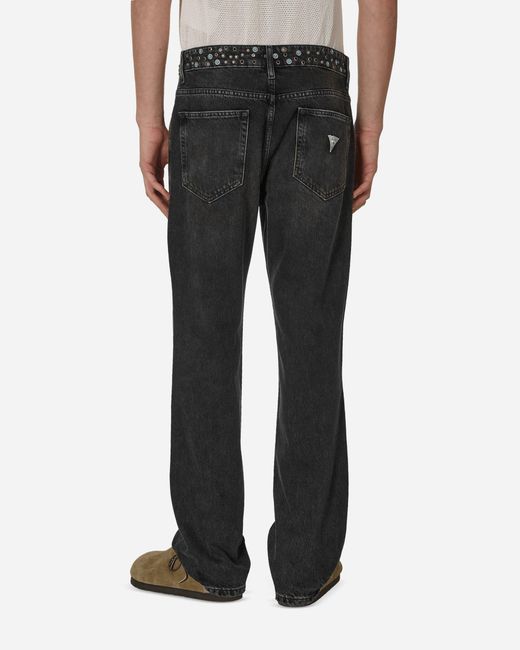 Guess Black Embellished Flare Pants Aged Wash for men