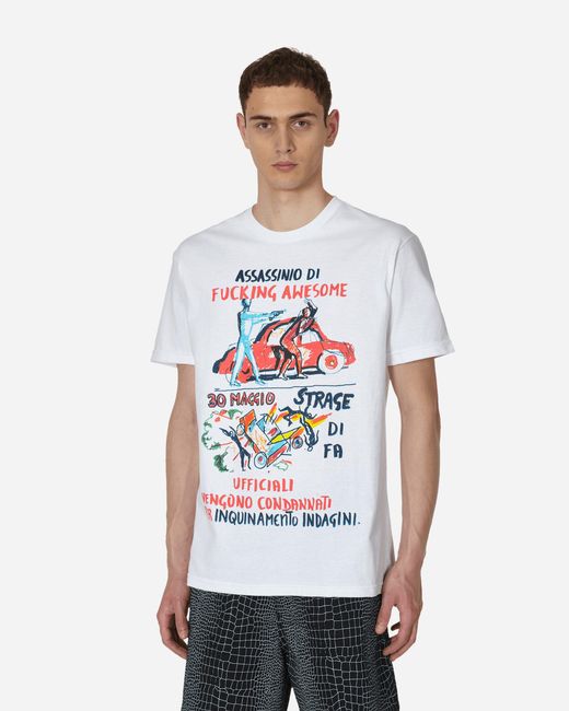 Fucking Awesome White Car Explosion T-shirt for men