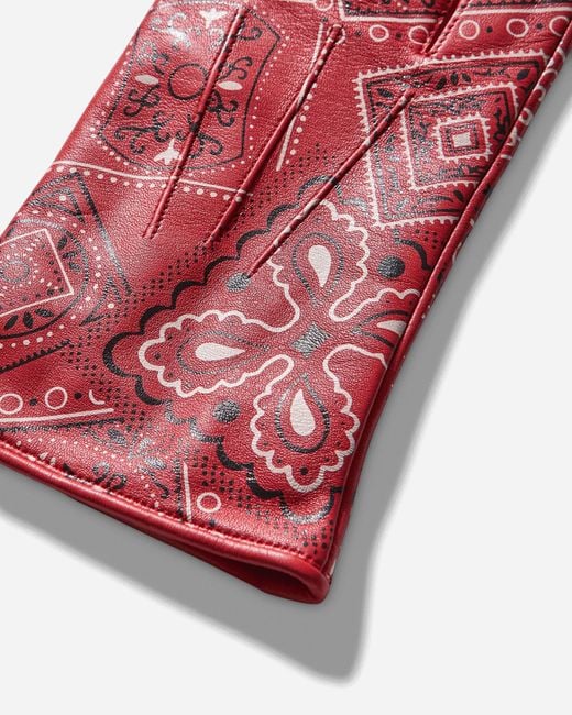 Kapital Leather Cookie Bandana Gloves in Red for Men | Lyst