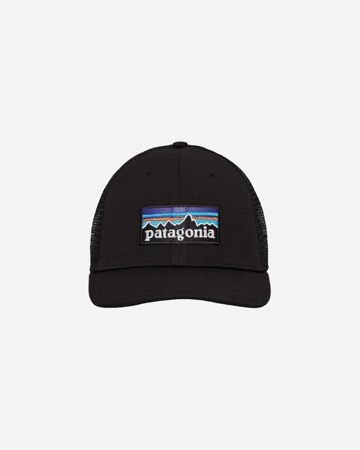 Patagonia Black P-6 Logo Trucker Hat for men