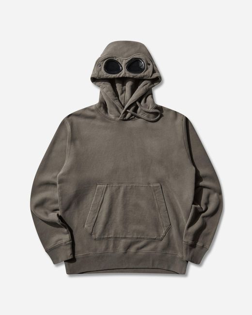 C P Company Gray Slam Jam Diagonal Fleece Brushed goggle Hoodie for men