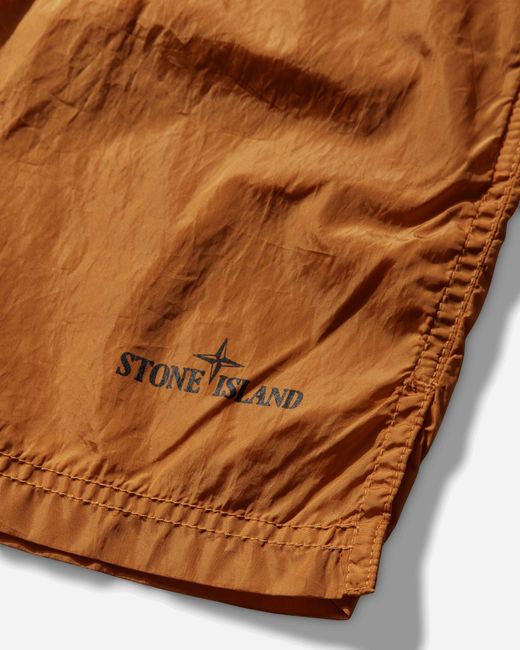 Stone Island Brown Men S Nylon Metal Swim Shorts Orange for men