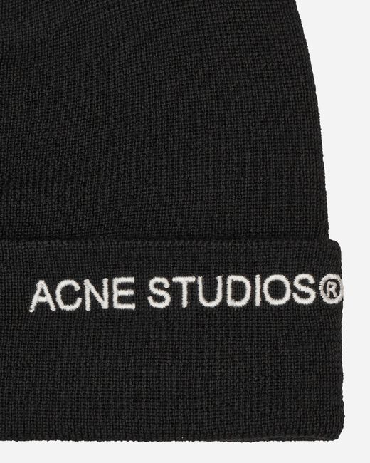 Acne Black Embroidered Logo Beanie for men