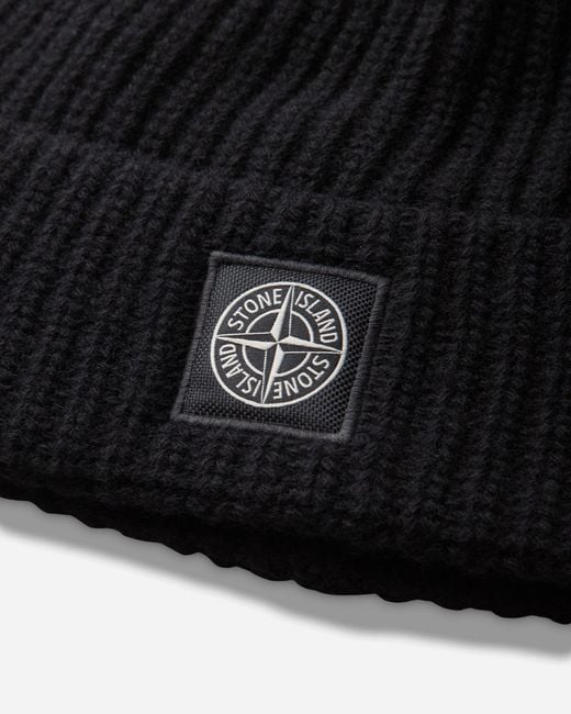 Stone Island Black Light Rws Geelong Wool Beanie for men