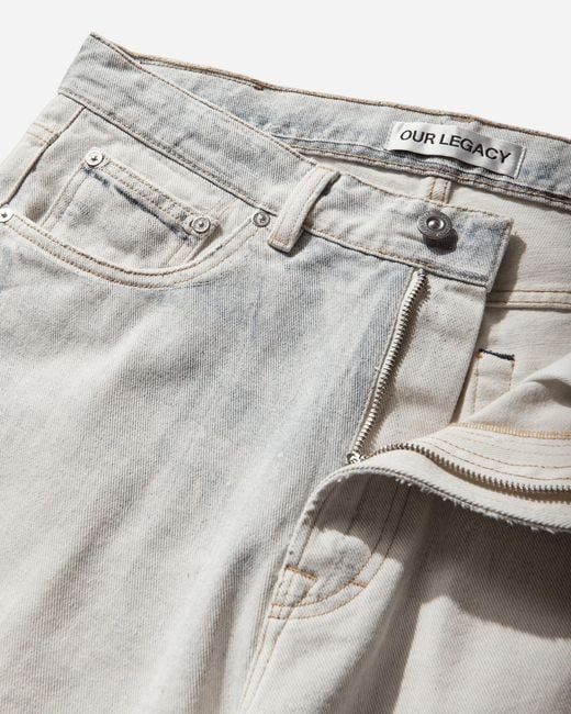 Our Legacy White S Third Cut Jeans Digital Coffe Print for men