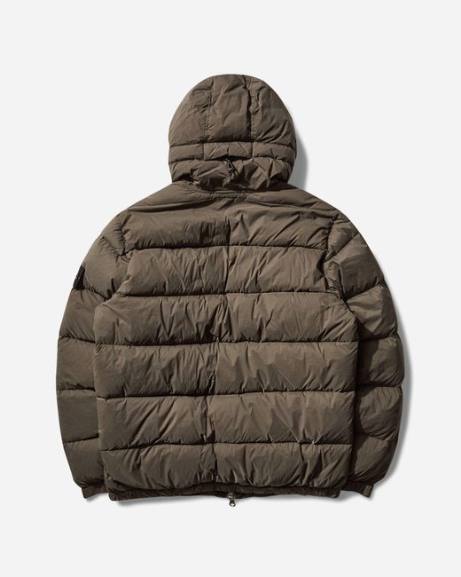 Stone Island Brown Men S Tunnel Nylon Down-tc Hooded Jacket Military for men