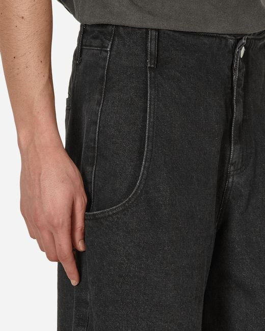 Amomento Black Cut-out Denim Shorts for men