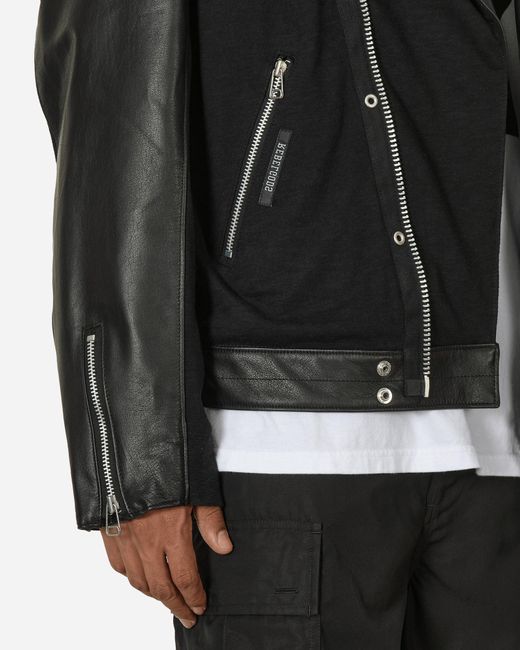 Undercover Black Slubs Plainstitch Mixed Leather Riders Jacket for men