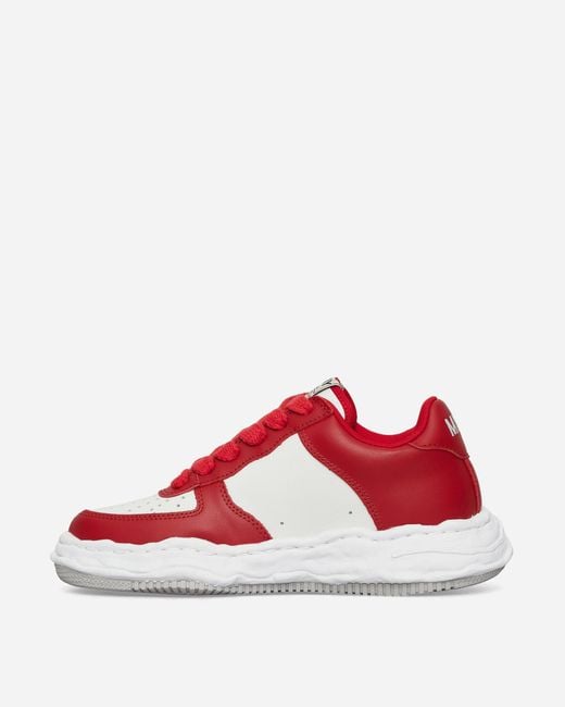 Maison Mihara Yasuhiro Red Wayne Og Sole Cow Leather Low Sneakers / White for men