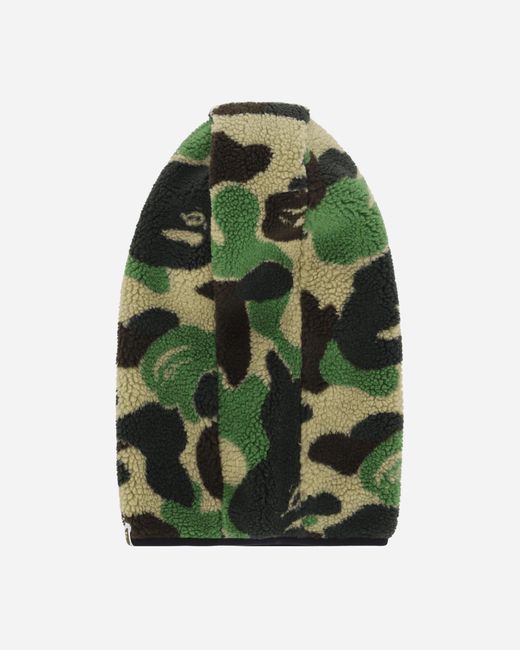 A Bathing Ape Green Abc Camo Boa Fleece Balaclava for men