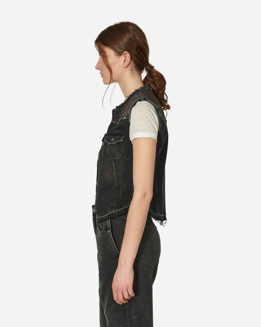 Guess Black Western Denim Vest Used Wash for men