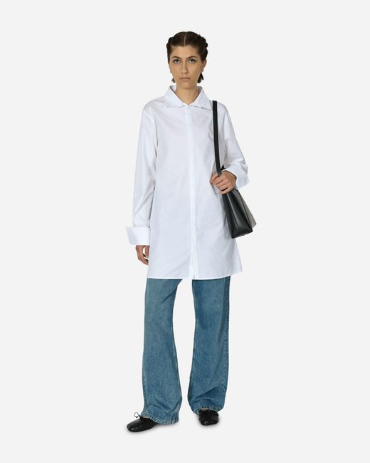 MM6 by Maison Margiela White Wide Sleeved Stripy Poplin Shirt Off for men