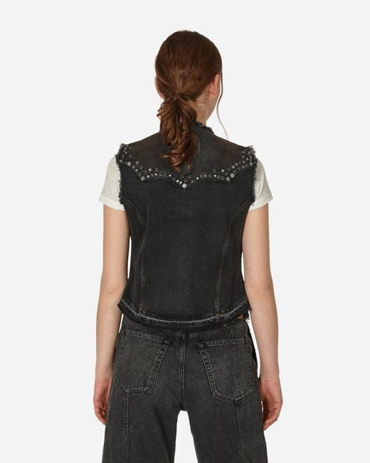 Guess Black Western Denim Vest Used Wash for men